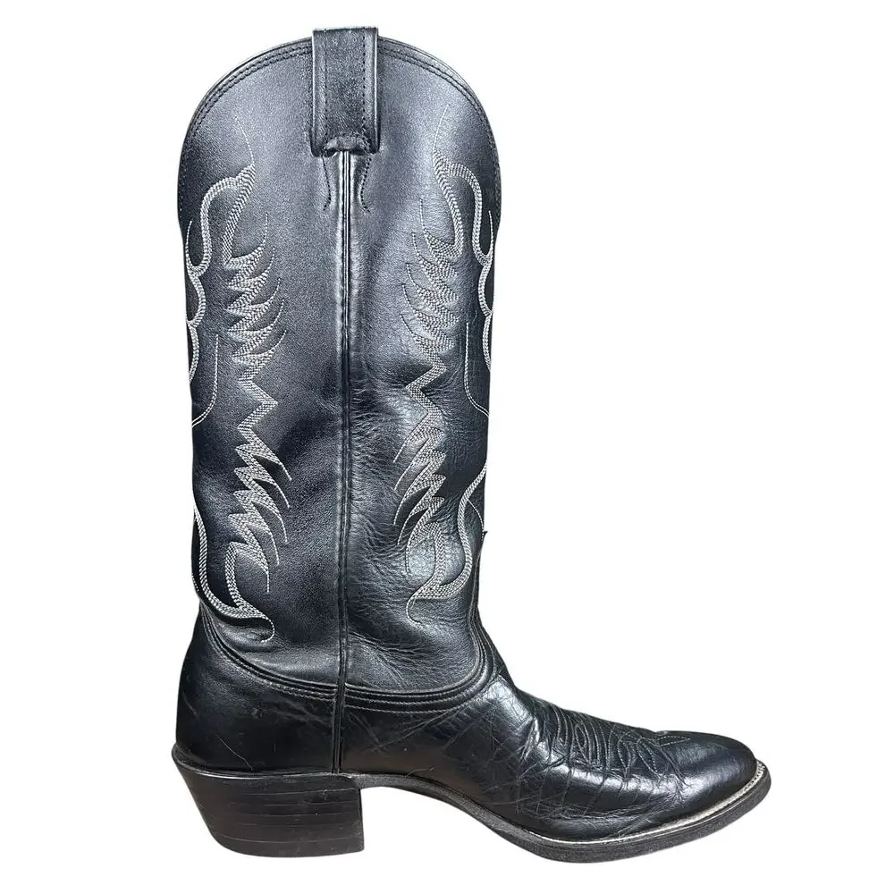 Vintage Nocona Men’s Black Leather USA Cowboy Boots Size 8 D
